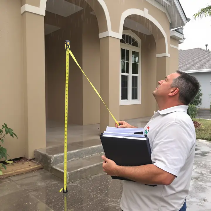 Measuring how high a front step sits above the driveway