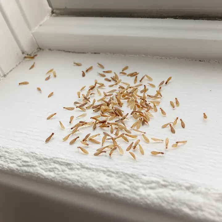 Shed termite swarmer wings on a window sill