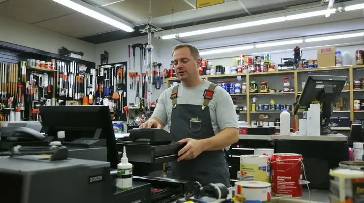 Cash drawer and card reader going in at a family hardware store in Breaux Bridge