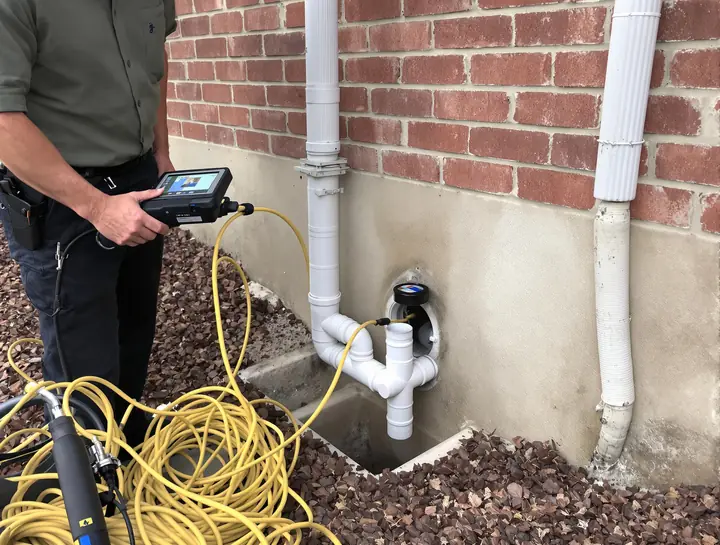 Camera inspection at a cleanout in Georgetown