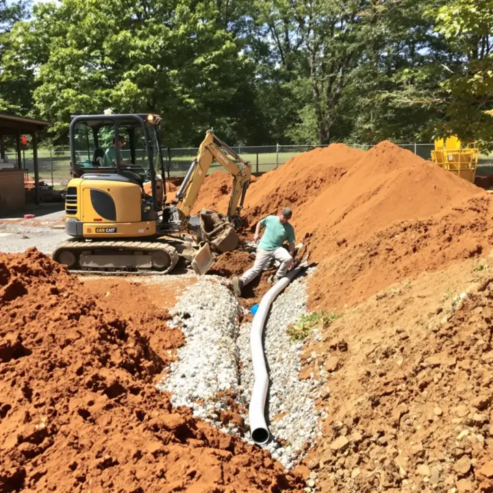 New drain line going in on gravel near Nicholasville