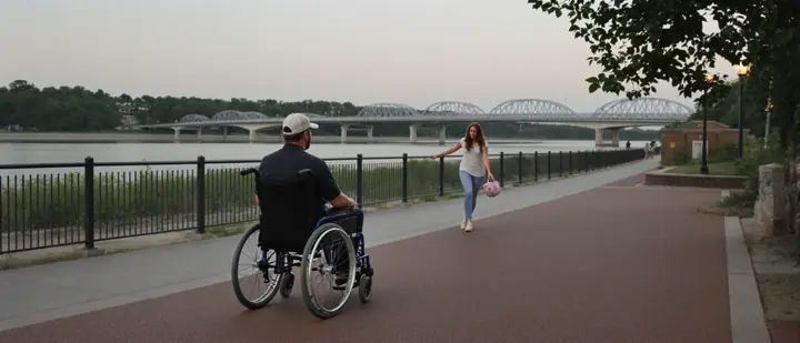A client and his daughter on the Arkansas River trail