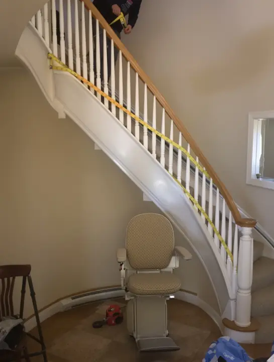 Checking a custom curved rail around a landing in Bethlehem