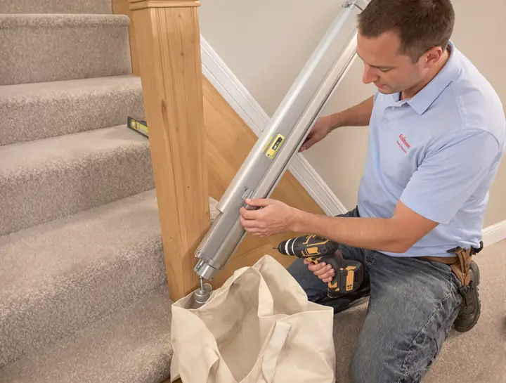 Bolting a straight rail to the stair treads in Allentown