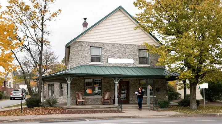 The firm's stone office on a hill street in downtown Branson