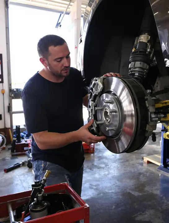New front pads and rotors on an SUV