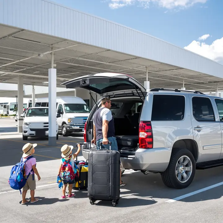 Unloading bags near the cruise terminal shuttle