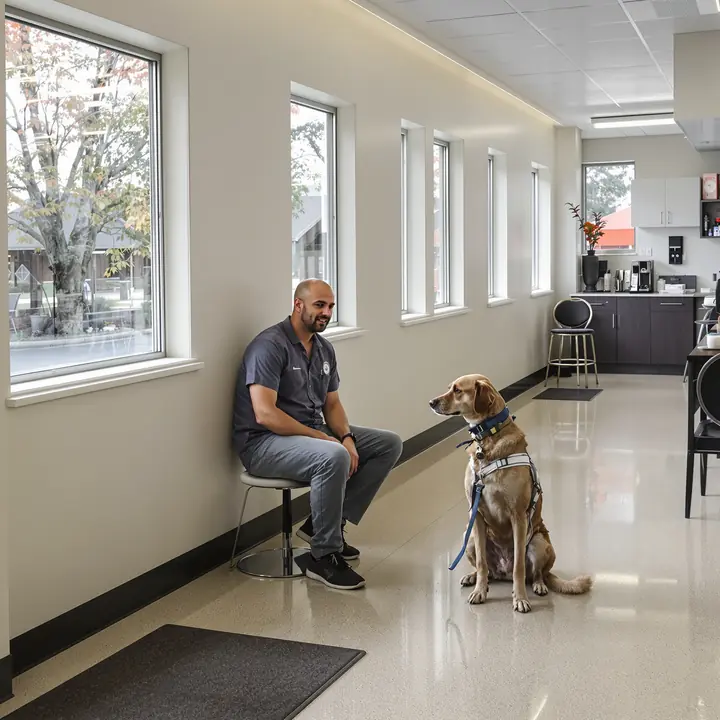 A patient waiting in the lobby