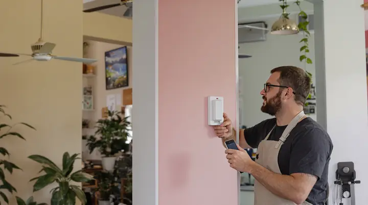 Mounting a cordless phone base by the counter of a Gulfport breakfast cafe