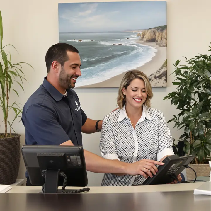 Showing a Largo insurance office receptionist how to transfer a call
