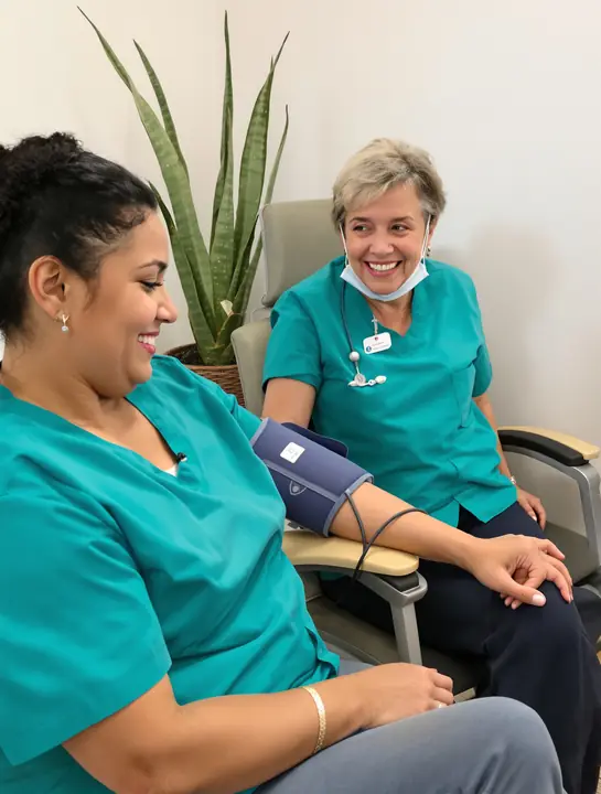 Nurse checking a patient's blood pressure