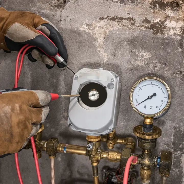 Meter test on a pressure switch in a well pit