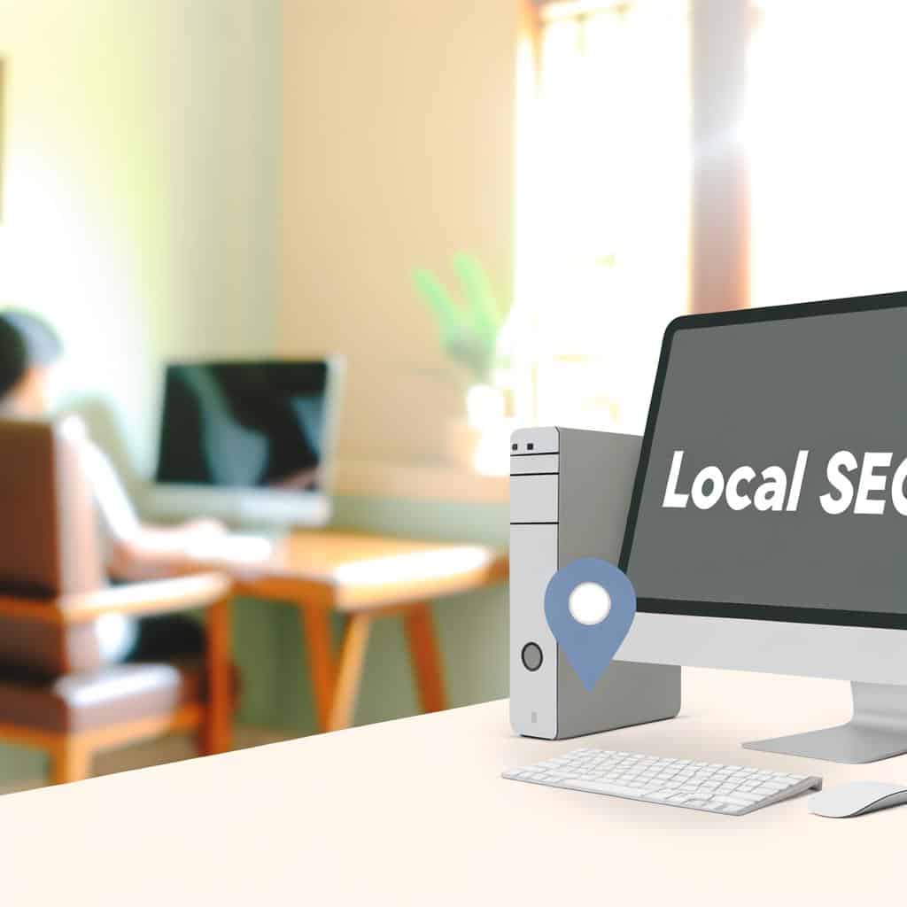 Local business owner optimizing their online presence for local SEO